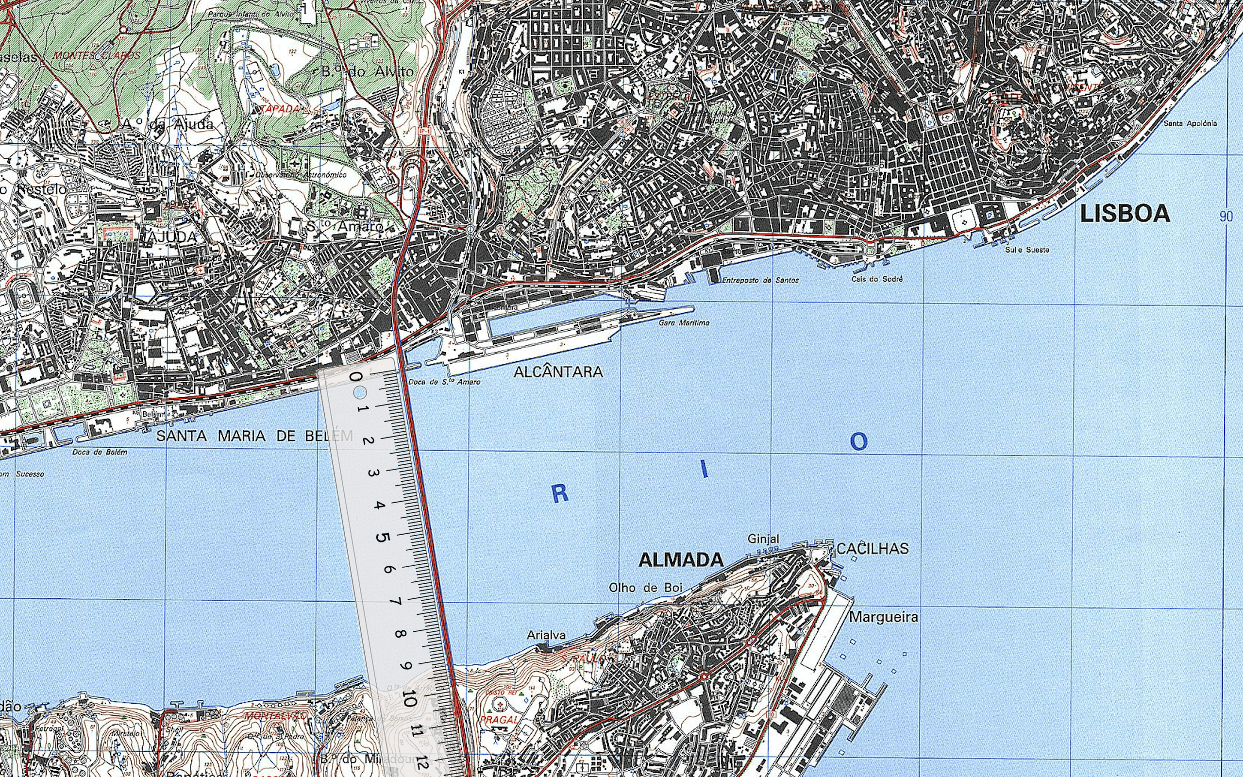 Mapa topográfico - Lisboa.